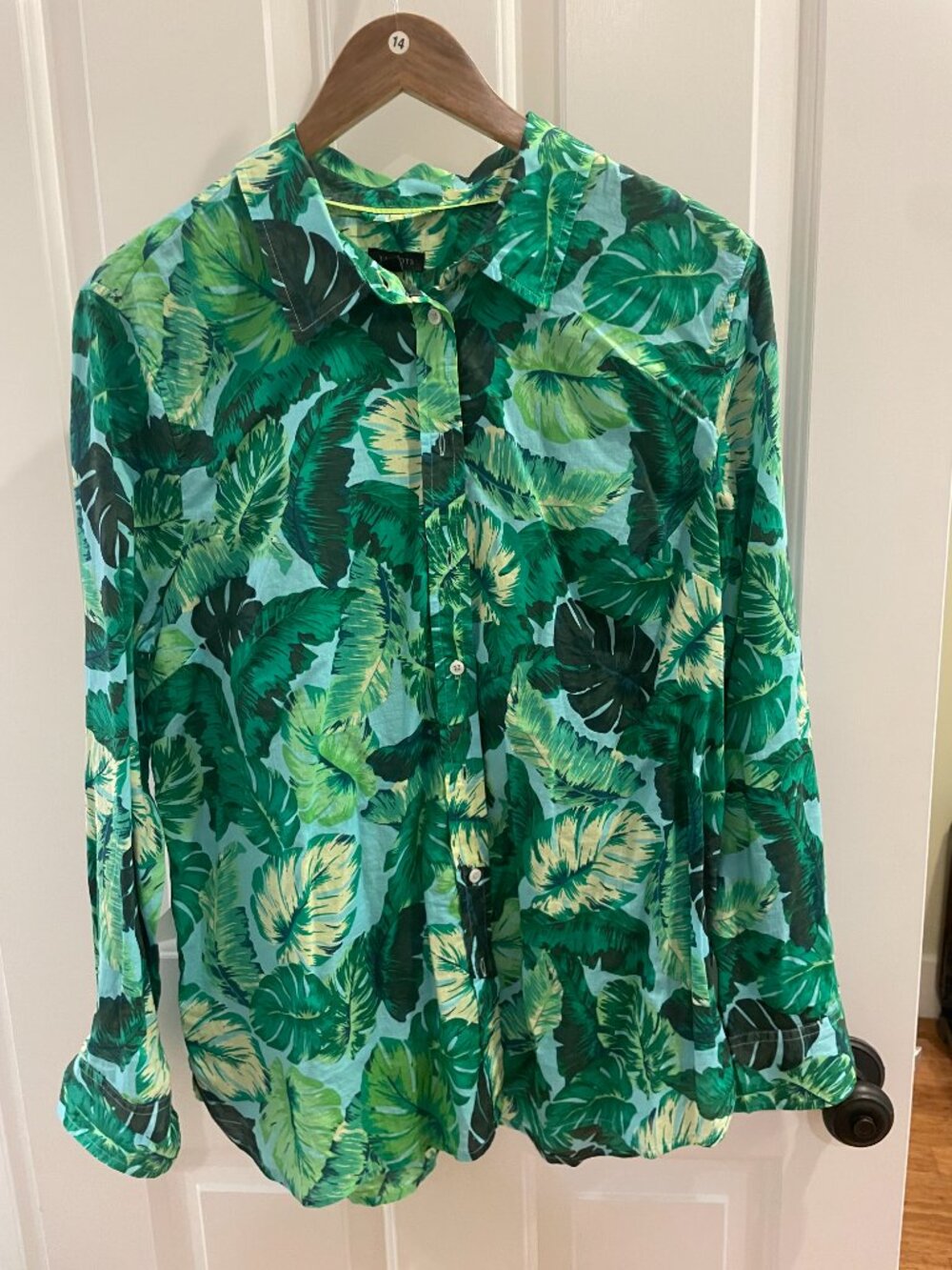 Talbots XL Cotton Shirt with Leaf Print